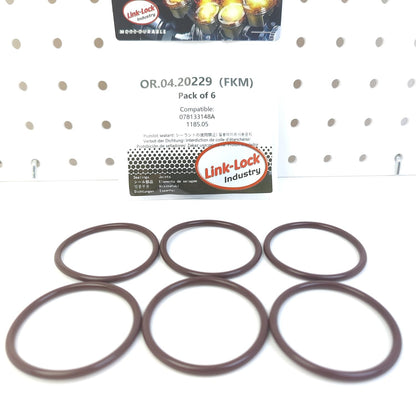 LINK-LOCK 6個 OR.04.20229 FKMバイトン製Oリングキット チャージャー078133148A 1185.05 AUDI PEUGEOT用