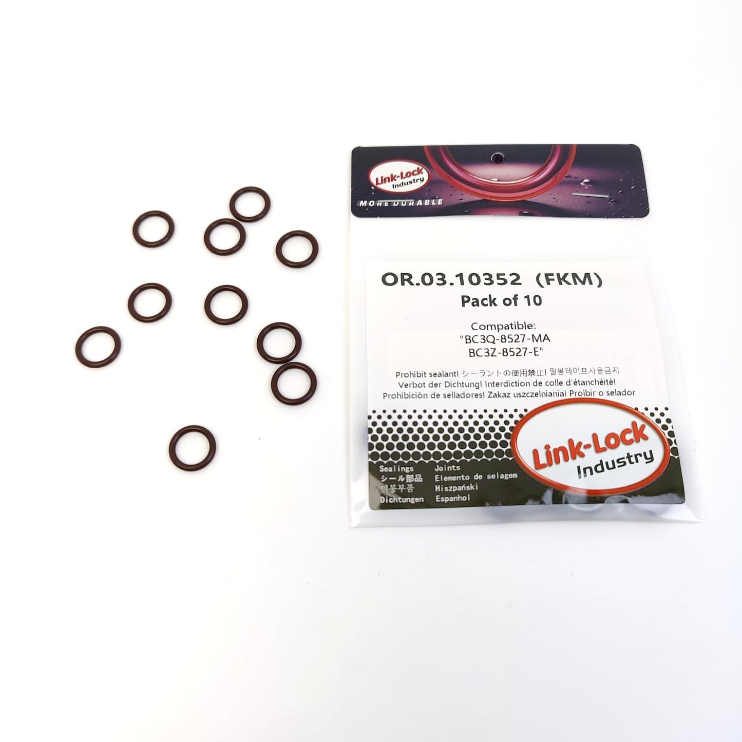 LINK-LOCK 10個組 OR.03.10352 FKMバイトン製シーリングOリングキット 燃料パイプ用 BC3Q-8527-MA BC3Z-8527-E フォードUSA-C67DVTX T67DVTX