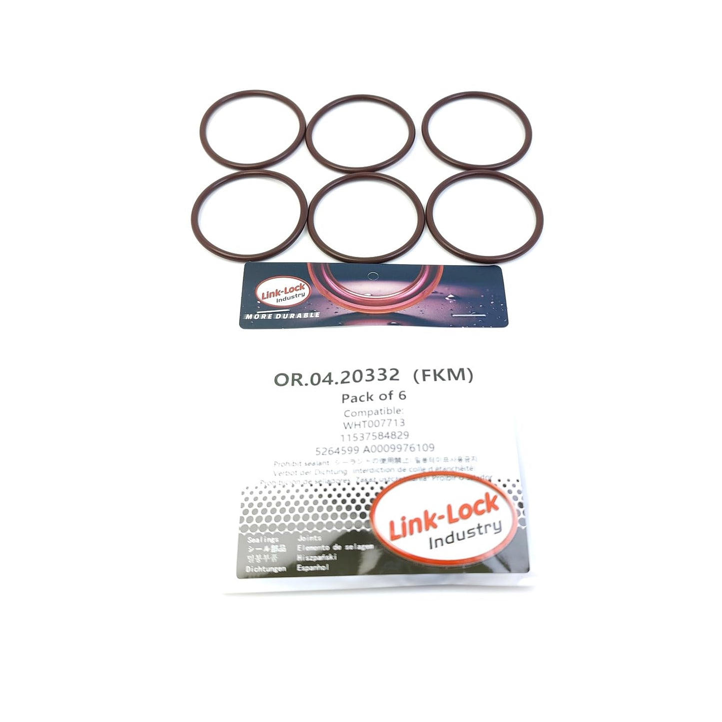 LINK-LOCK 6PCS OR.04.20332 FKM Viton Sealing O-Ring Kit of Thermostat WHT007713 11537584829 5264599 A0009976109 for AUDI for BMW for FORD for MERCEDES-BENZ
