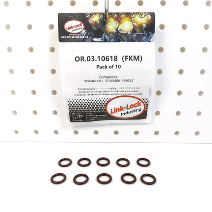 LINK-LOCK 10PCS OR.03.10618 FKMバイトンシーリングOリングキット クーラントパイプライン N904614.01 31368406 976033 AUDI VW VOLVO用