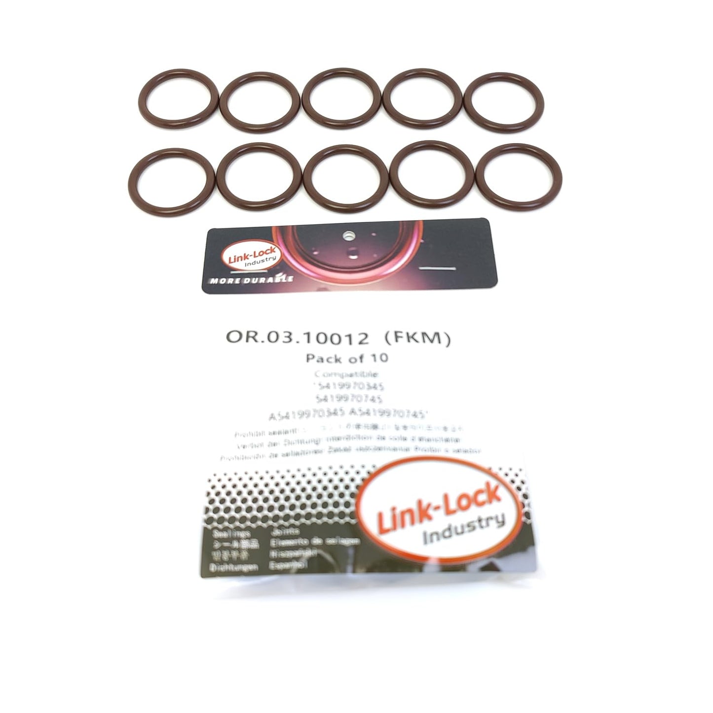 LINK-LOCK 10PCS OR.03.10012 FKM Viton Sealing O-Ring Kit Of Fuel injector bracket 5419970345 5419970745 A5419970345 A5419970745 For MERCEDES-BENZ-OM460 OM457 OM942 OM521