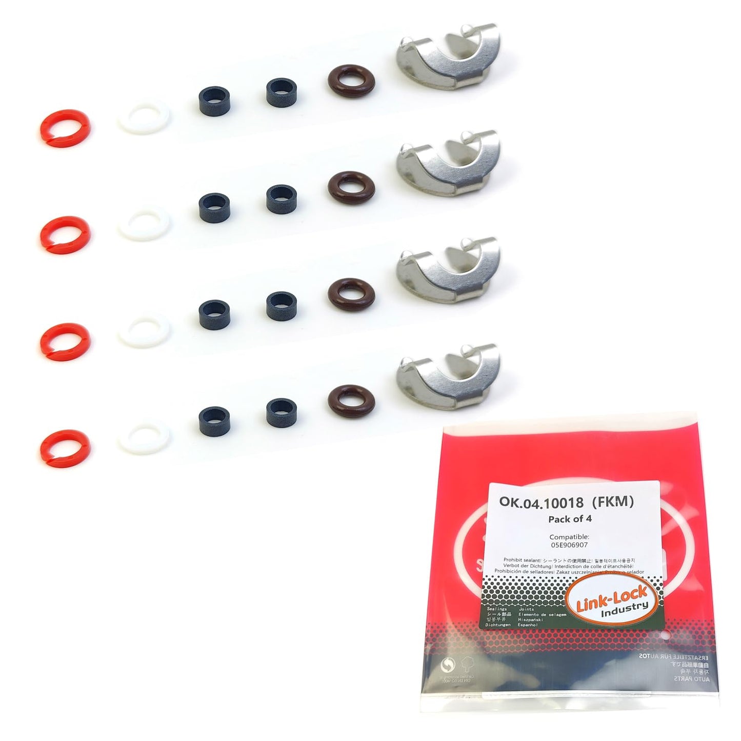 LINK-LOCK 4Set OK.04.10018 fuel injector repair kit 05E906907 with FKM Viton O-RING For VW For AUDI 35T 1.5T DADA DPCA