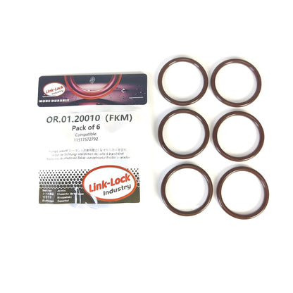 LINK-LOCK 6個 FKM Viton Oリング OE.01.20010 BMW S63 N63用 エンジンクーラントパイプ/ウォーターホース Oリング 11517572792