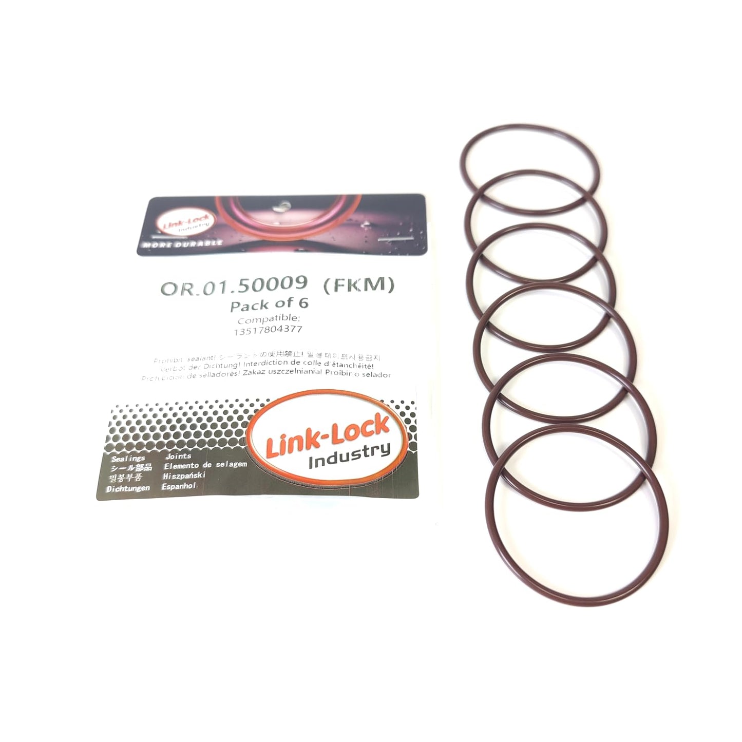 LINK-LOCK 6PCS FKM Viton OR.01.50009 high-pressure fuel pump O-RING gasket 13517804377 for BMW N47 N57 B37 B47 B57