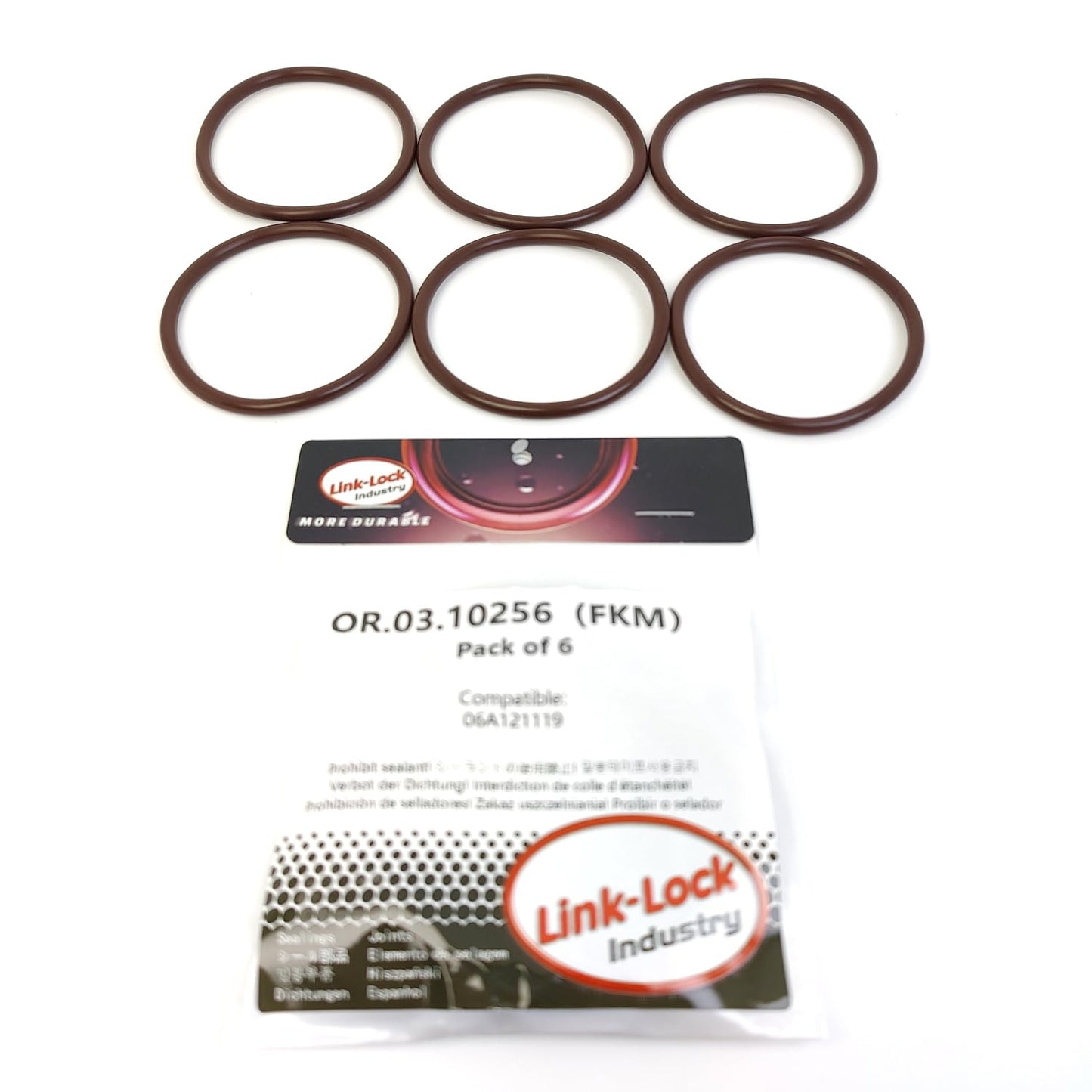 LINK-LOCK 6PCS OR.03.10256 FKM Viton Sealing O-Ring Kit of Water Pump 06A121119 For AUDI-AGN AMK APX AGU AMU APY AJP ANQ AQA For SKODA-AEG ARX AZH AGN ARZ AZJ For VW-AWV AZM BBX AXA BAE BDC