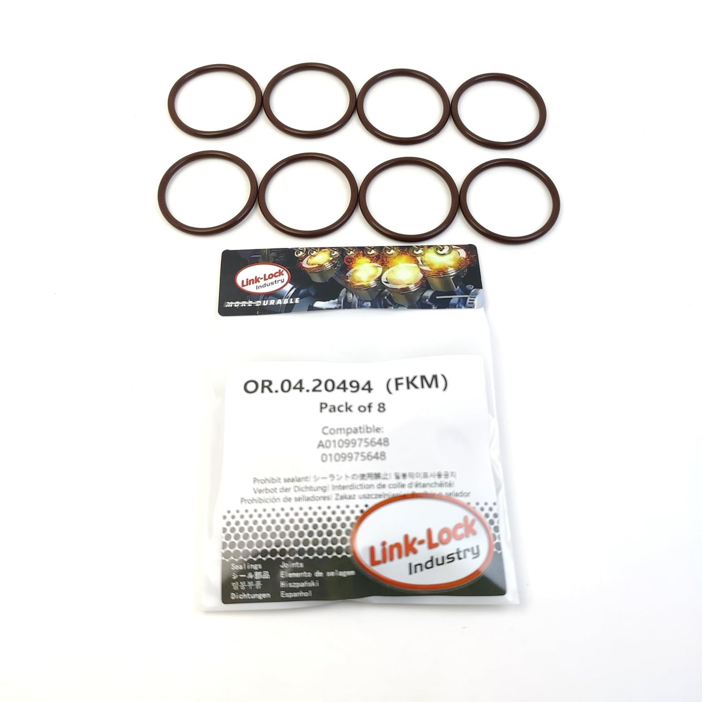 LINK-LOCK 8個 OR.04.20494 FKM フッ素ゴム製高圧燃料噴射ポンプ用Oリングキット A0109975648 0109975648（メルセデス・ベンツ-M166 OM668用）