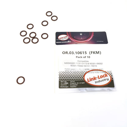 LINK-LOCK 10PCS OR.03.10615 FKM Viton Sealing O-Ring Kit of Cylinder head locating bolt N90043201 11311317318 90301-09002 90301-T0060 96721-19010 For AUDI For BMW For TOYOTA