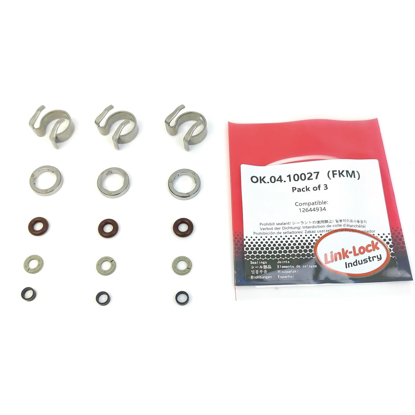 LINK-LOCK 3Set OK.04.10027 fuel injector repair kit 12644934 with FKM Viton O-RING For BUICK For CHEVROLET For CADILLAC 3.6L LLT LP1
