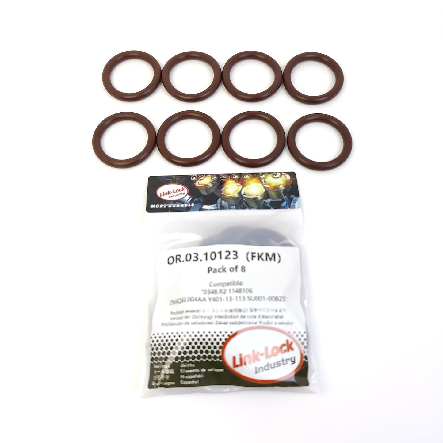 LINK-LOCK 8PCS OR.03.10123 FKM Viton Sealing O-Ring Kit Of Intake manifold 0348.R2 1148106 2S6Q6L004AA For CITROËN-8HS8HX DV4D 8HT 8HZ For FORD-DLD-414 F6JB F6JD F6JA F6JC For TOYOTA-2W-ZTV