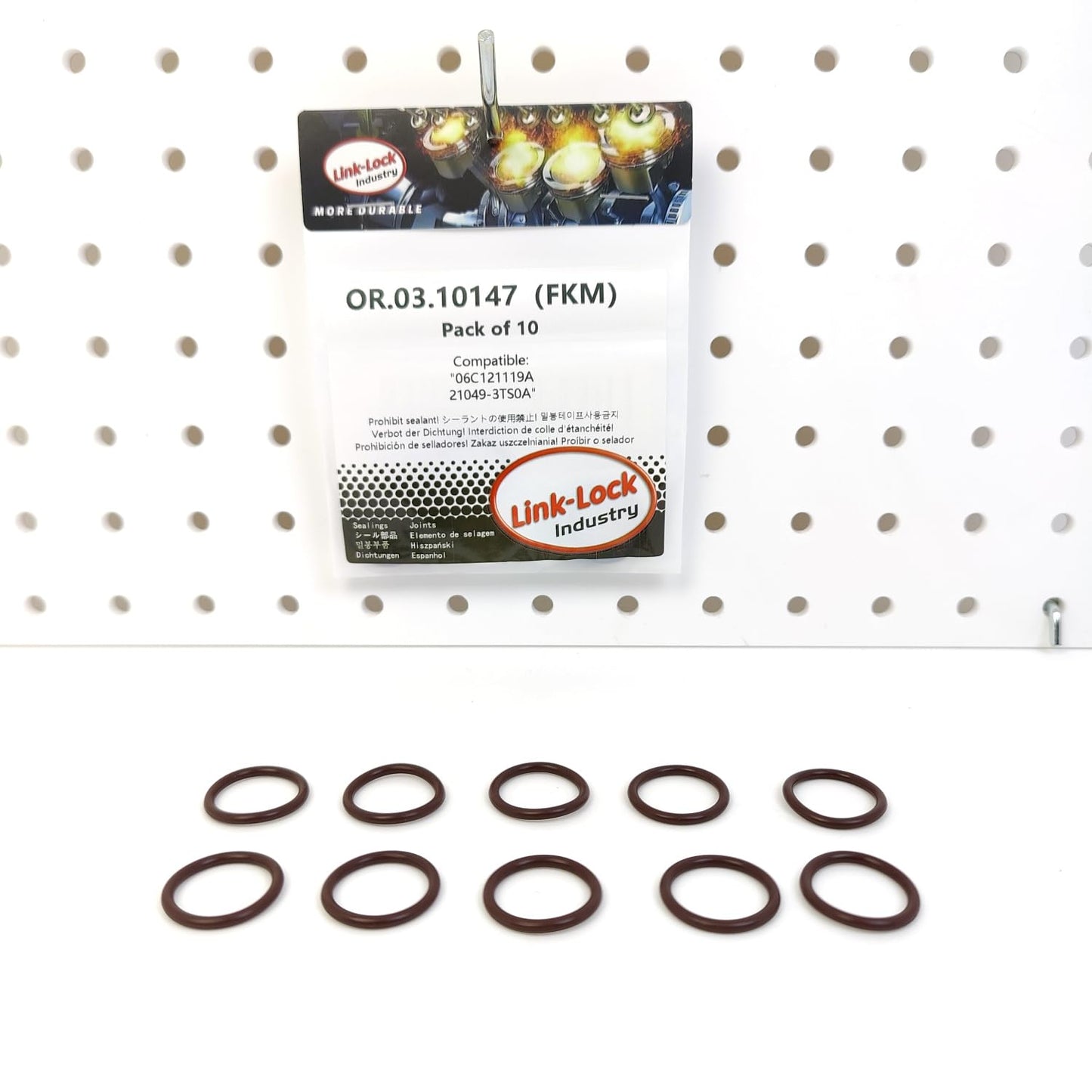 LINK-LOCK 10PCS OR.03.10147 FKMバイトン製シーリングOリングキット、冷却水パイプ用 06C121119A 21049-3TS0A 日産-QR25DE用 日産(DFAC)-QR25用