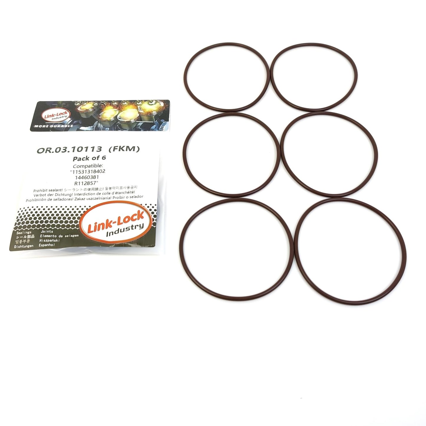 LINK-LOCK 6PCS OR.03.10113 FKM Viton Sealing O-Ring Kit Of Thermostat 11531318402 14460381 R112857 For BMW-S50 S54 For WIESMANN-S50326S1 S54326S4