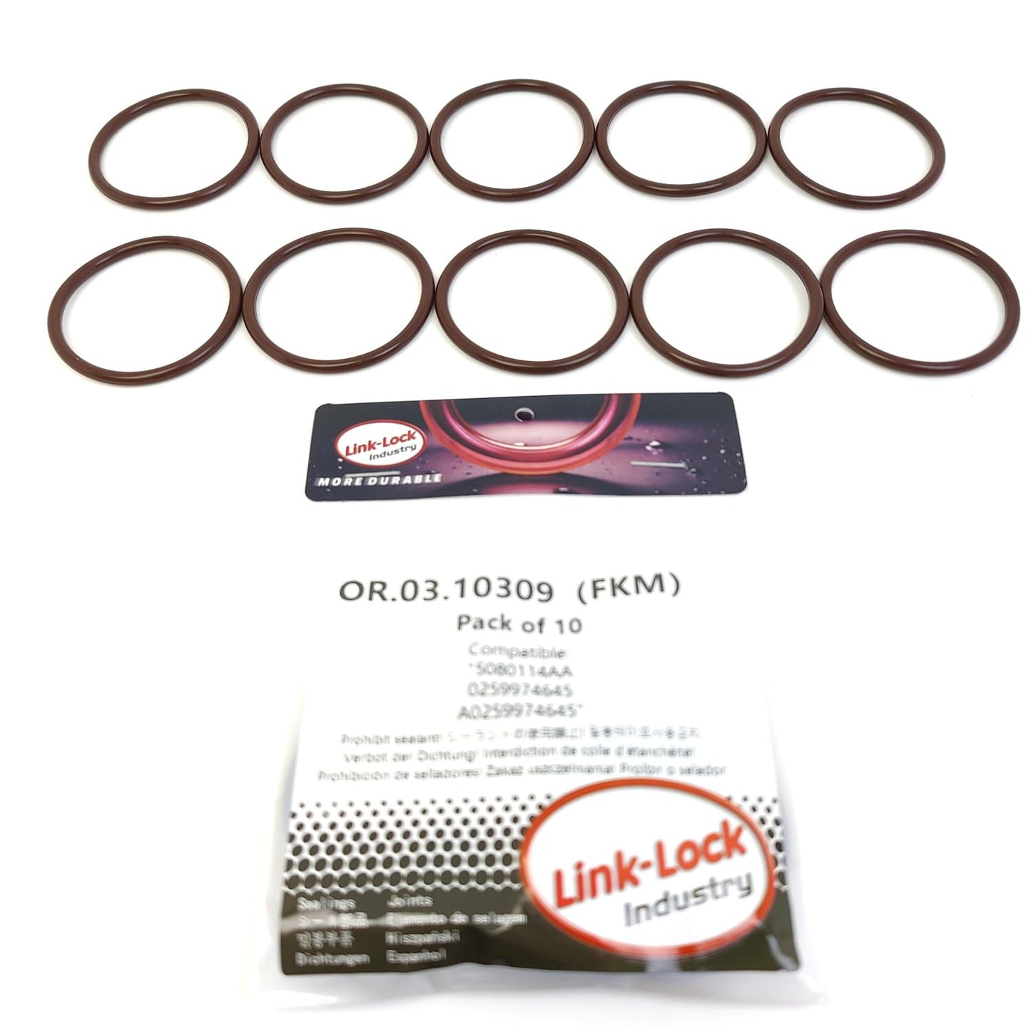 LINK-LOCK 10PCS OR.03.10309 FKMバイトンシーリングOリングキット ターボチャージャーエアホース用 5080114AA 0259974645 A0259974645 MERCEDES-BENZ-M276 BRABUS-M276 CHRYSLER DODGE JEEP用
