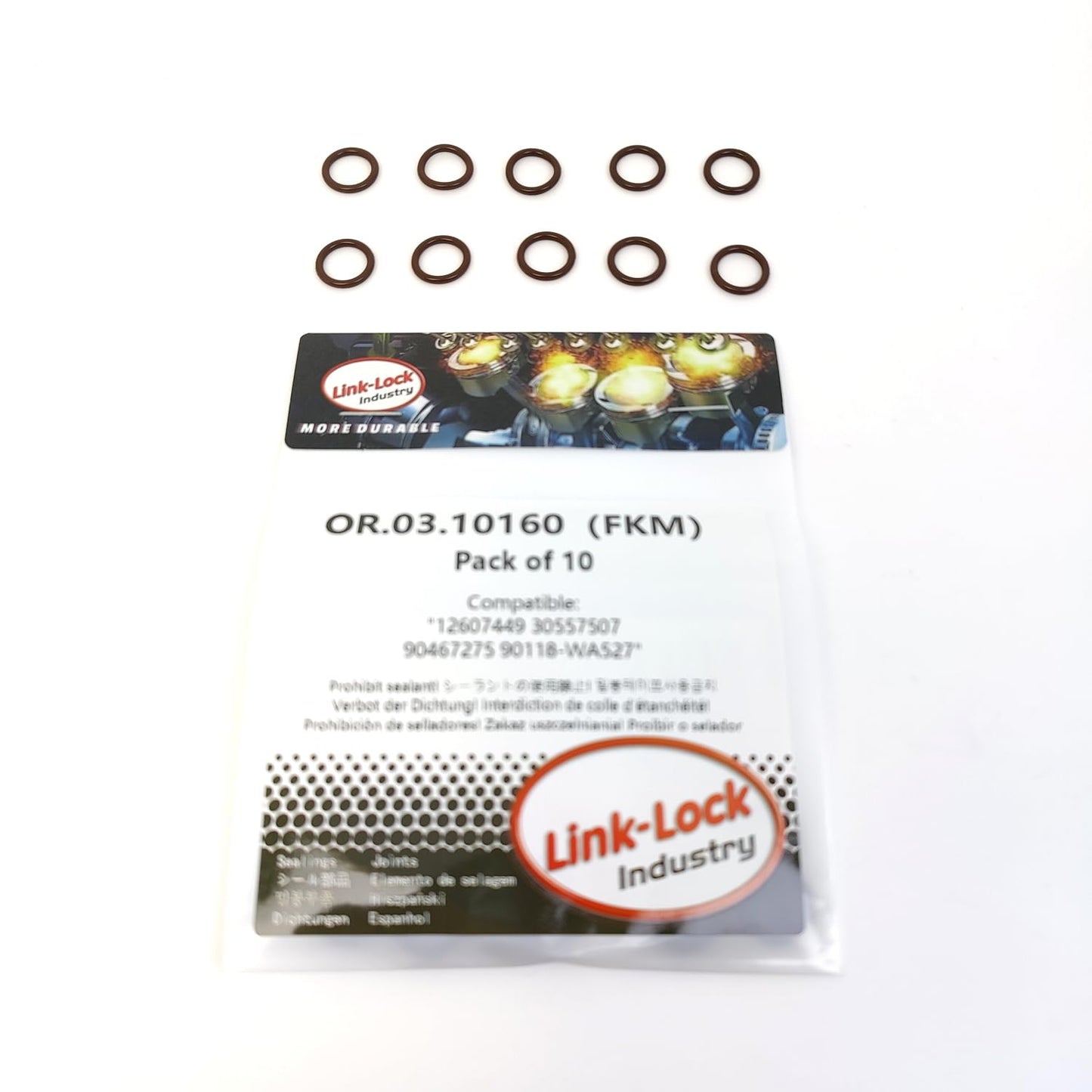 LINK-LOCK 10PCS OR.03.10160 FKM Viton Sealing O-Ring Kit of Coolant pipeline 12607449 30557507 90467275 90118-WA527 For MINI-B38 B46 B36 B47 For ROLLS-ROYCE-N74 For TOYOTA-B46H B48H B20
