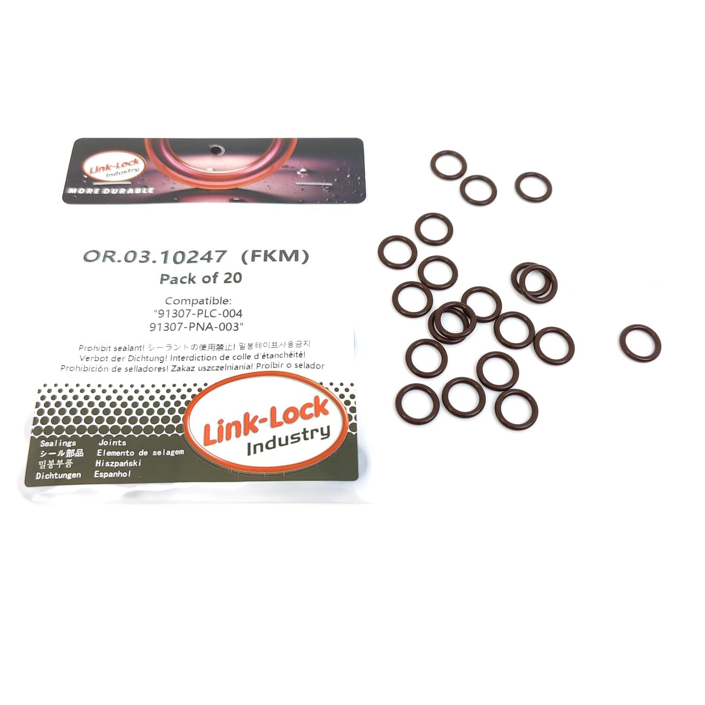 LINK-LOCK 20PCS OR.03.10247 FKM Viton Sealing O-Ring Kit of Thermostat housing 91307-PLC-004 91307-PNA-003 For HONDA-R18 R20 K24 K20