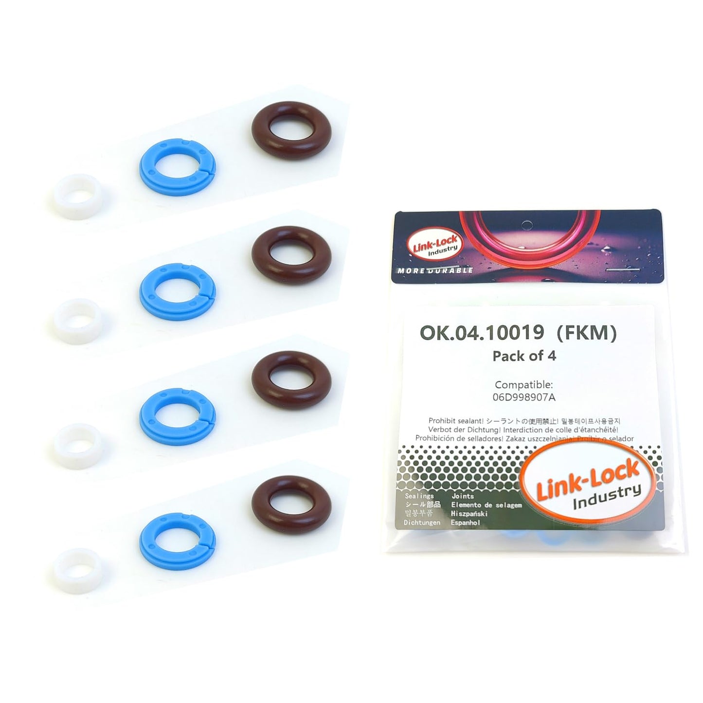 LINK-LOCK 4Set OK.04.10019 fuel injector repair kit 06D998907A with FKM Viton O-RING For VW For AUDI 2.0T BWA CDLB CDLC