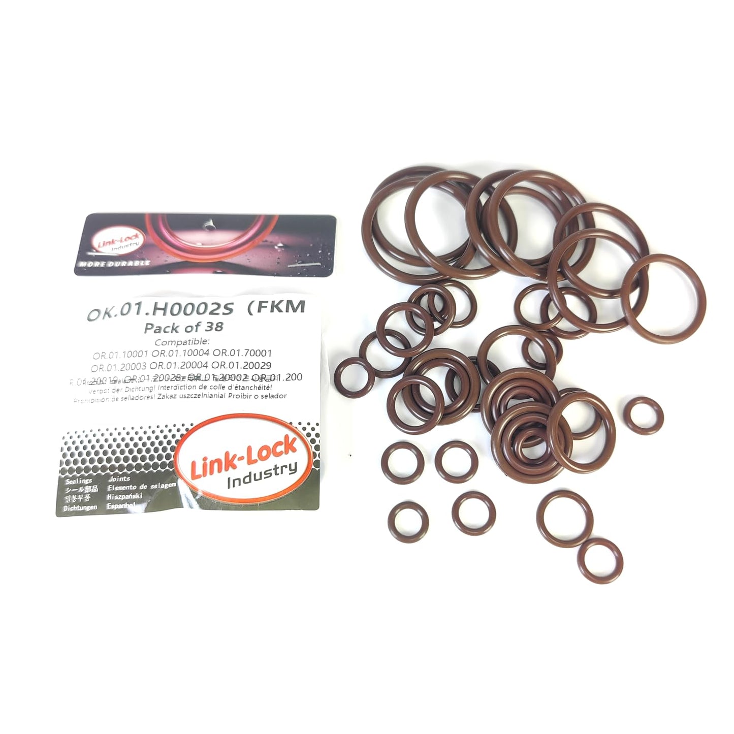 LINK-LOCK 38PCS FKM Viton OK.01.H0002S Engine coolant pipe / Water hose O-Ring Kit 11538853284  07119907330 11427615472 for BMW N20 F10 F07 F11 F18 520I 528I 525I