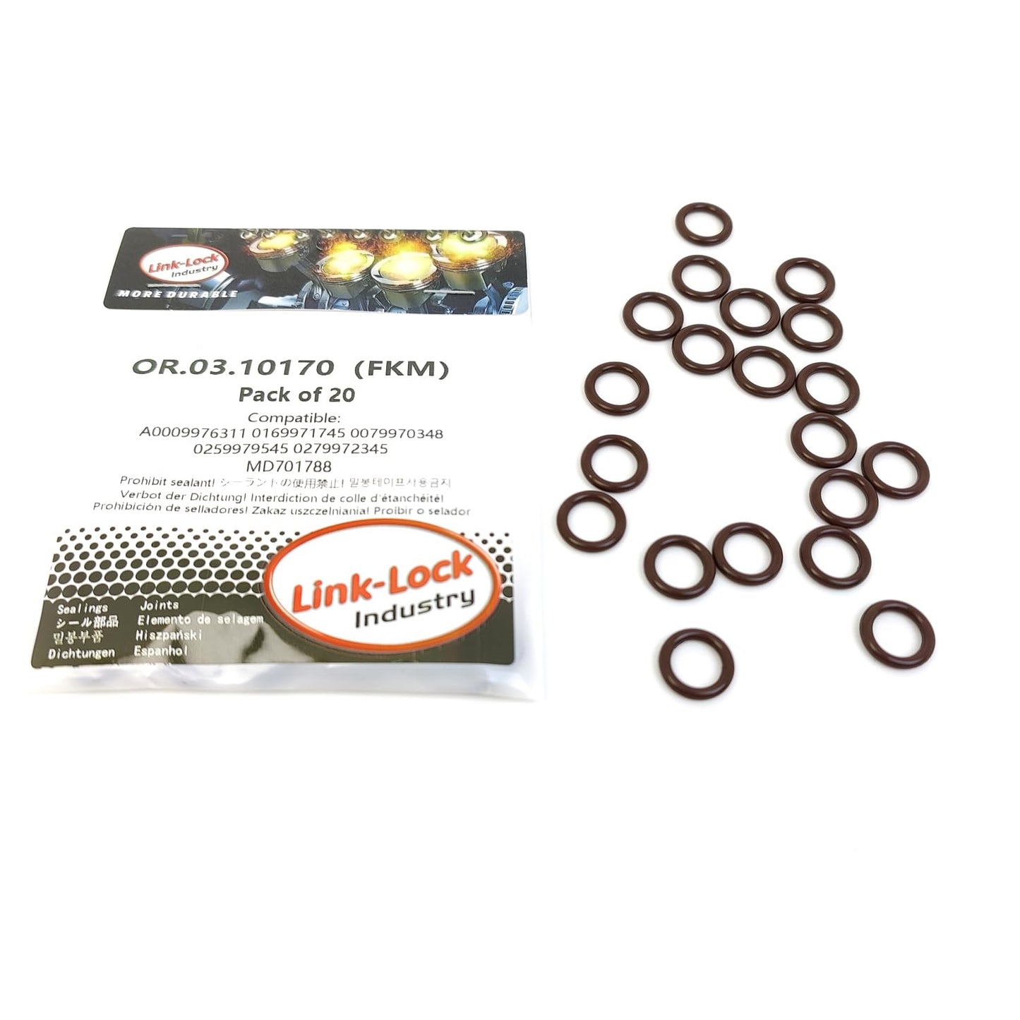 LINK-LOCK 20PCS OR.03.10170 FKM Viton Sealing O-Ring Kit of Coolant pipeline A0009976311 A0169971745 A0079970348 A0259979545 A0279972345 11537634204 11611406747 4895710 For MERCEDES-BENZ-M266 M271