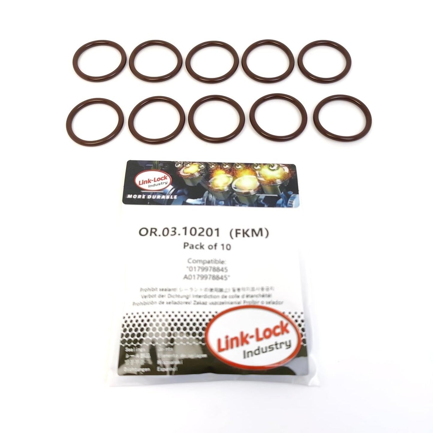 LINK-LOCK 10PCS OR.03.10201 FKM Viton Sealing O-Ring Kit of Common rail fuel injectors 0179978845 A0179978845 For MERCEDES-BENZ-OM472 OM473 For MTU-6R1100 6R1300