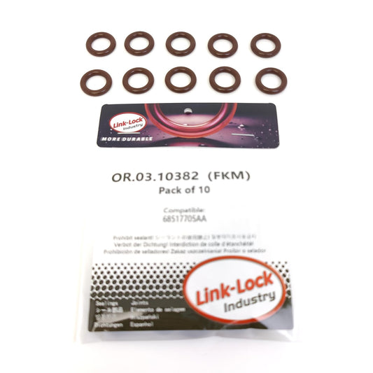 LINK-LOCK 10PCS OR.03.10382 FKM Viton Sealing O-Ring Kit of Turbocharger Oil Drain 68517705AA  For JEEP-EFC EFH For RAM-EFC EFH