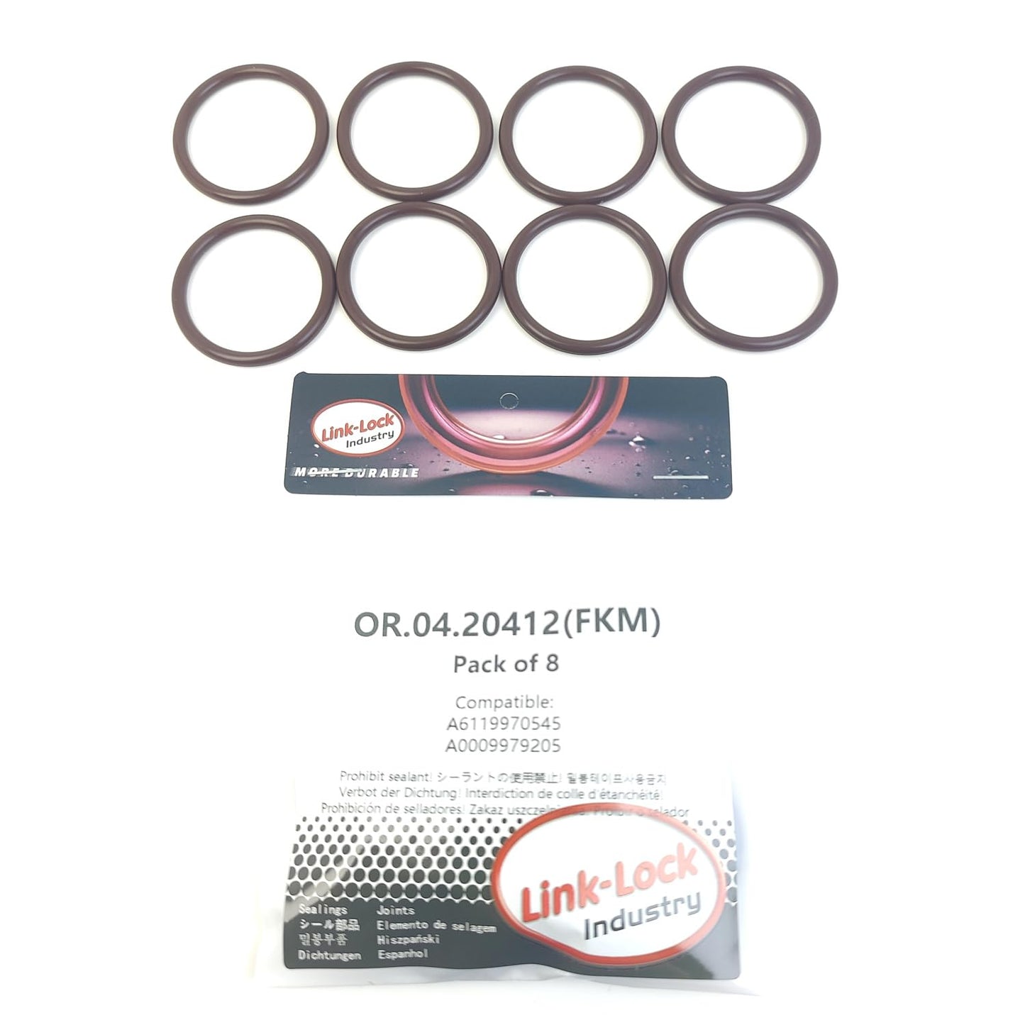 LINK-LOCK 8PCS OR.04.20412 FKM Viton Sealing O-Ring Kit of Engine Oil Separator A6119970545 6119970545 A0009979205 0009979205 for MERCEDES-BENZ