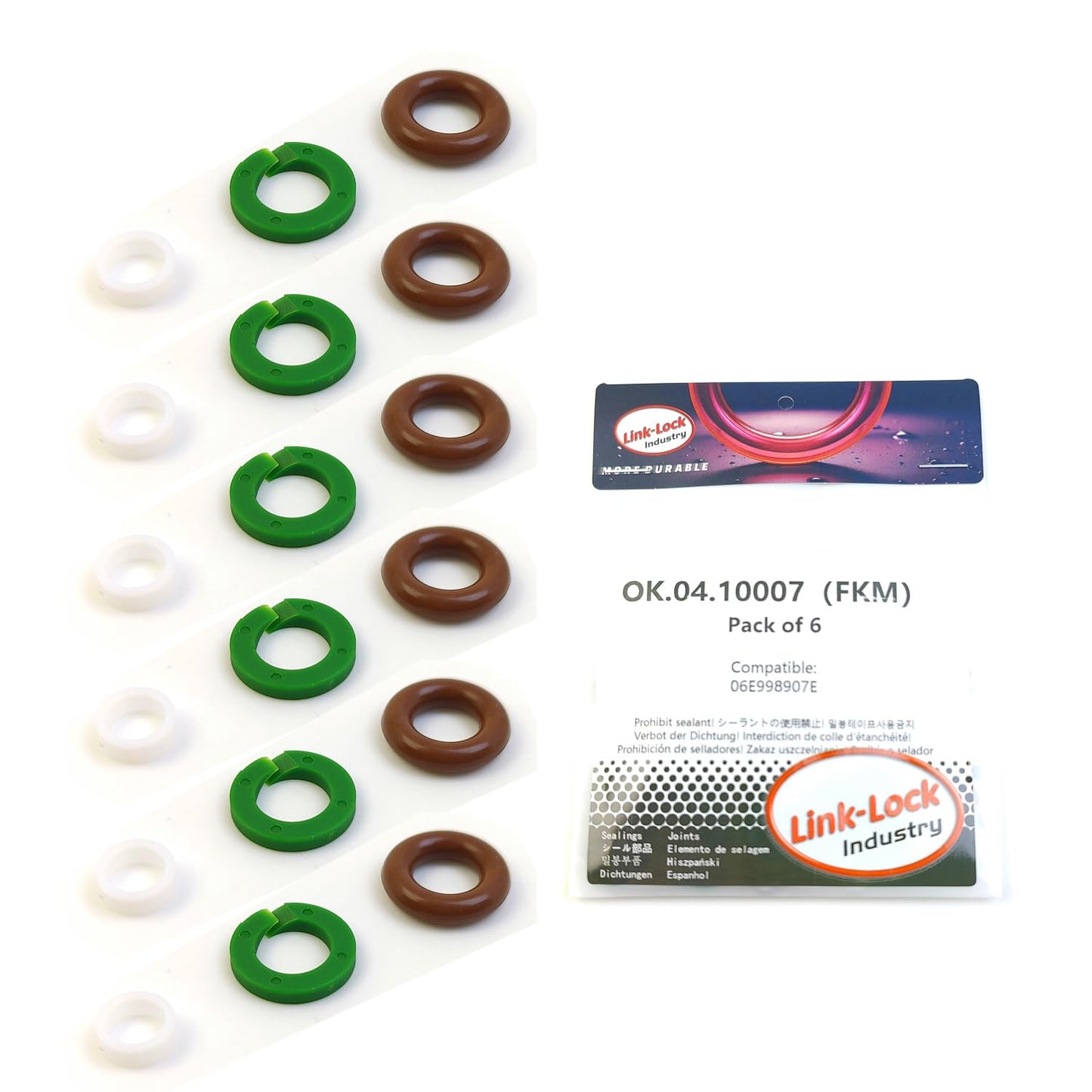 LINK-LOCK 6Set OK.04.10007 fuel injector repair kit 06E998907E with FKM Viton O-RING For VW For AUDI V6 3.0T 4.0T CHMB CMDA CLXB