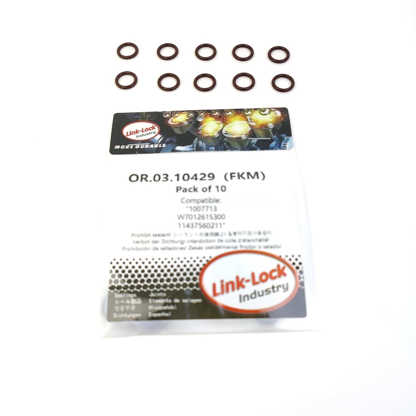 LINK-LOCK 10PCS OR.03.10429 FKM Viton オイルレベルゲージOリングキット 1007713 W701261S300 11437560211（FORD、MINI用）