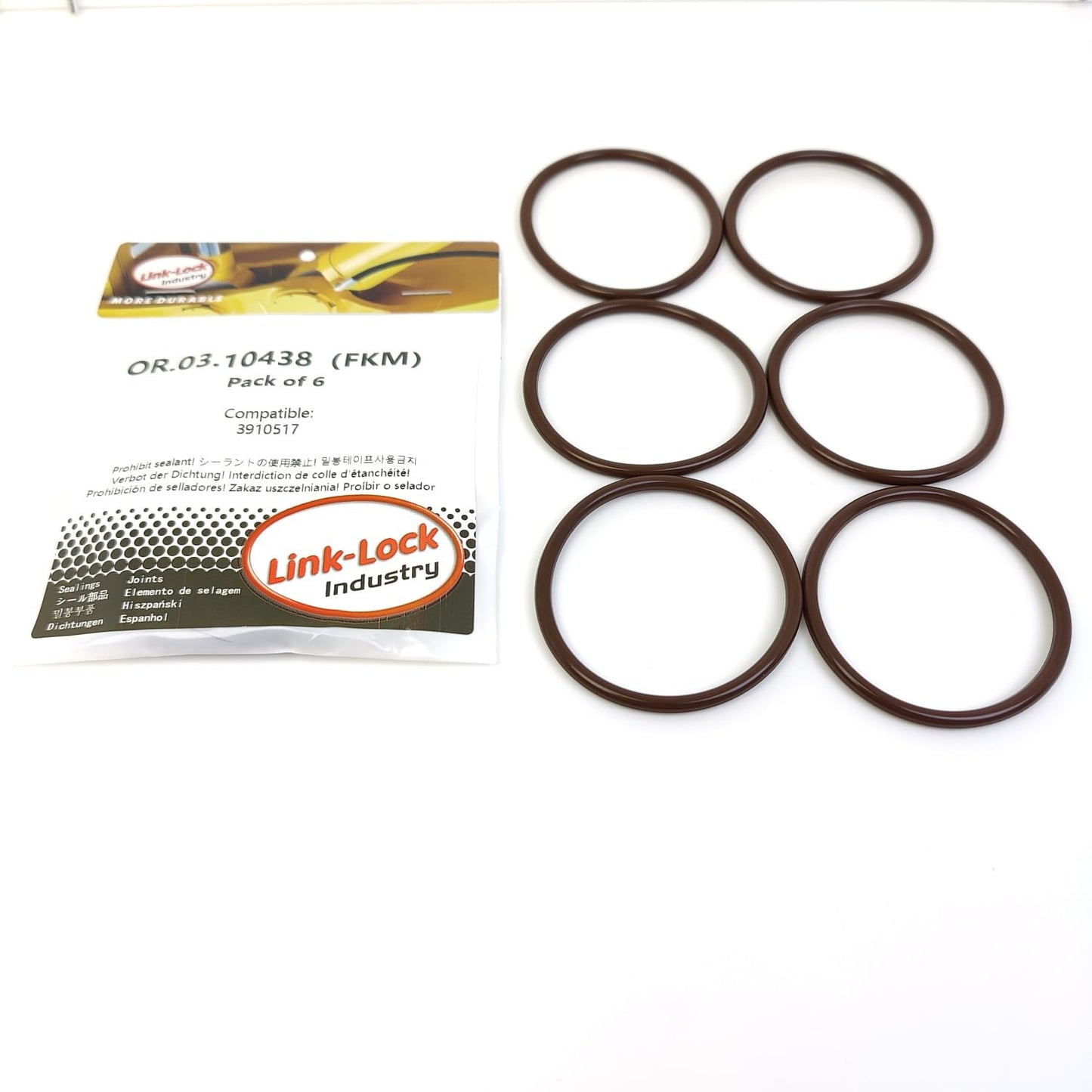LINK-LOCK 6PCS OR.03.10438 FKM Viton 50.2×3.5 Sealing Universal O-ring Kit 3910517 For CUMMINS