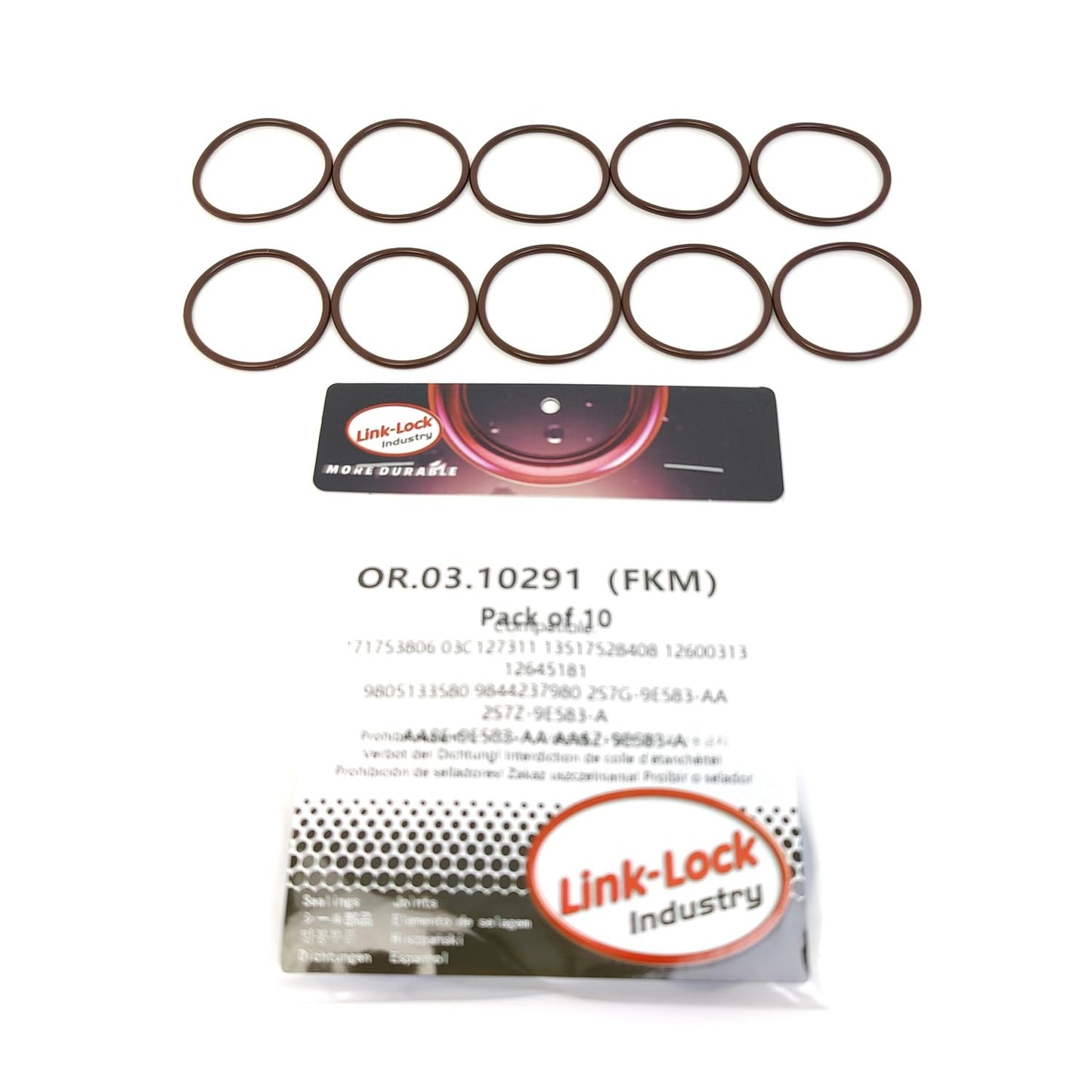LINK-LOCK 10個入り OR.03.10291 FKMバイトン製シーリングOリングキット 燃料ポンプ用 71753806 03C127311 13517528408 12600313 12645181 9805133580 9844237980 2S7G-9E583-AA 2S7Z-9E583-A AA5E-9E583-A 0099975948