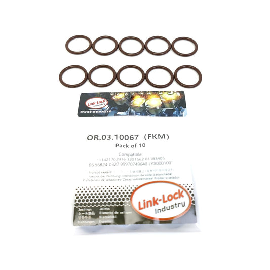 LINK-LOCK 10PCS OR.03.10067 FKMバイトンシーリングOリングキット エンジンオイルパイプライン用 11421702916 3201562 01183405 06.56824-0327 99970749640 LYX000100 BMW-M60 M62 M73 M70 S62 S70用