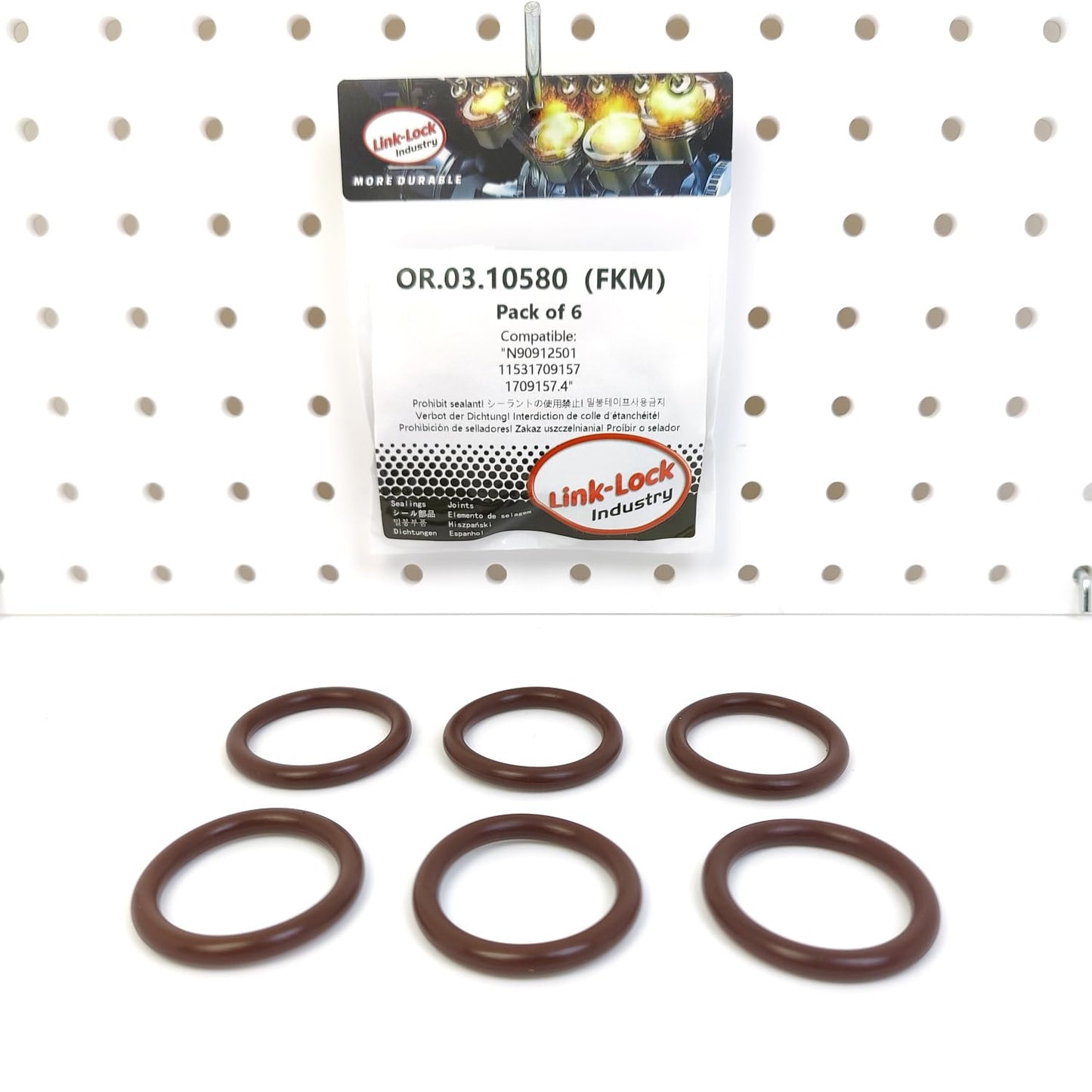 LINK-LOCK 6PCS OR.03.10580 FKMバイトン製シーリングOリングキット 冷却水パイプ N90912501 11531709157 1709157.4 アウディ、VW、BMW用