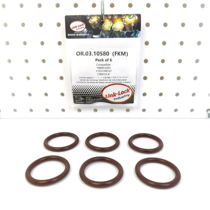 LINK-LOCK 6PCS OR.03.10580 FKMバイトン製シーリングOリングキット 冷却水パイプ N90912501 11531709157 1709157.4 アウディ、VW、BMW用