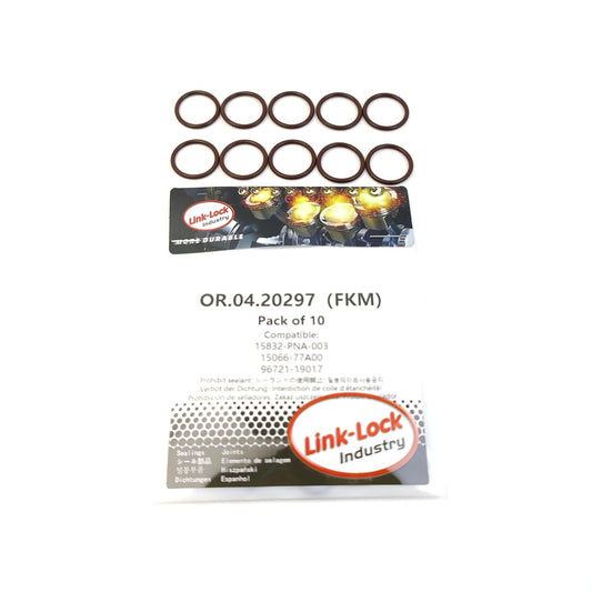 LINK-LOCK 10個 OR.04.20297 FKMバイトンシーリングOリングキット インジェクターシャフト用 15832-PNA-003 15066-77A00 96721-19017 ホンダ用 日産用 トヨタ用