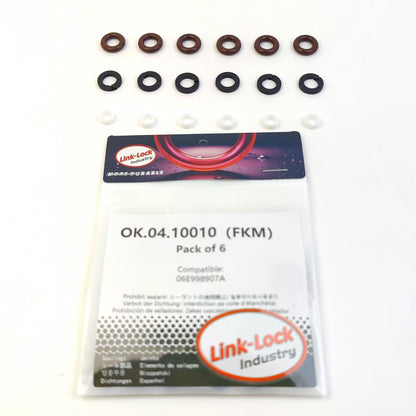 LINK-LOCK 6Set OK.04.10010 fuel injector repair kit 06E998907A with FKM Viton O-RING For VW For AUDI 3.2F 4.2F 4.2L BAR BKH CJBA