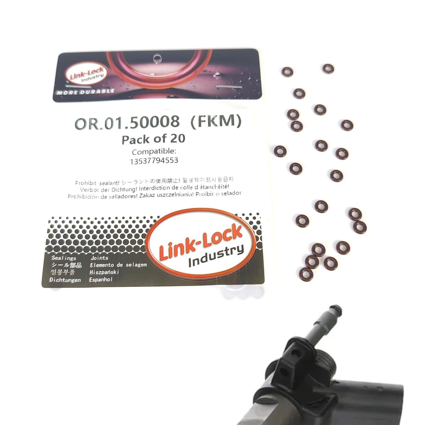LINK-LOCK 20PCS FKM Viton OR.01.50008 Fuel injection valve O-RING gasket 13537794553 for BMW N47 N57 B37 B47 B57