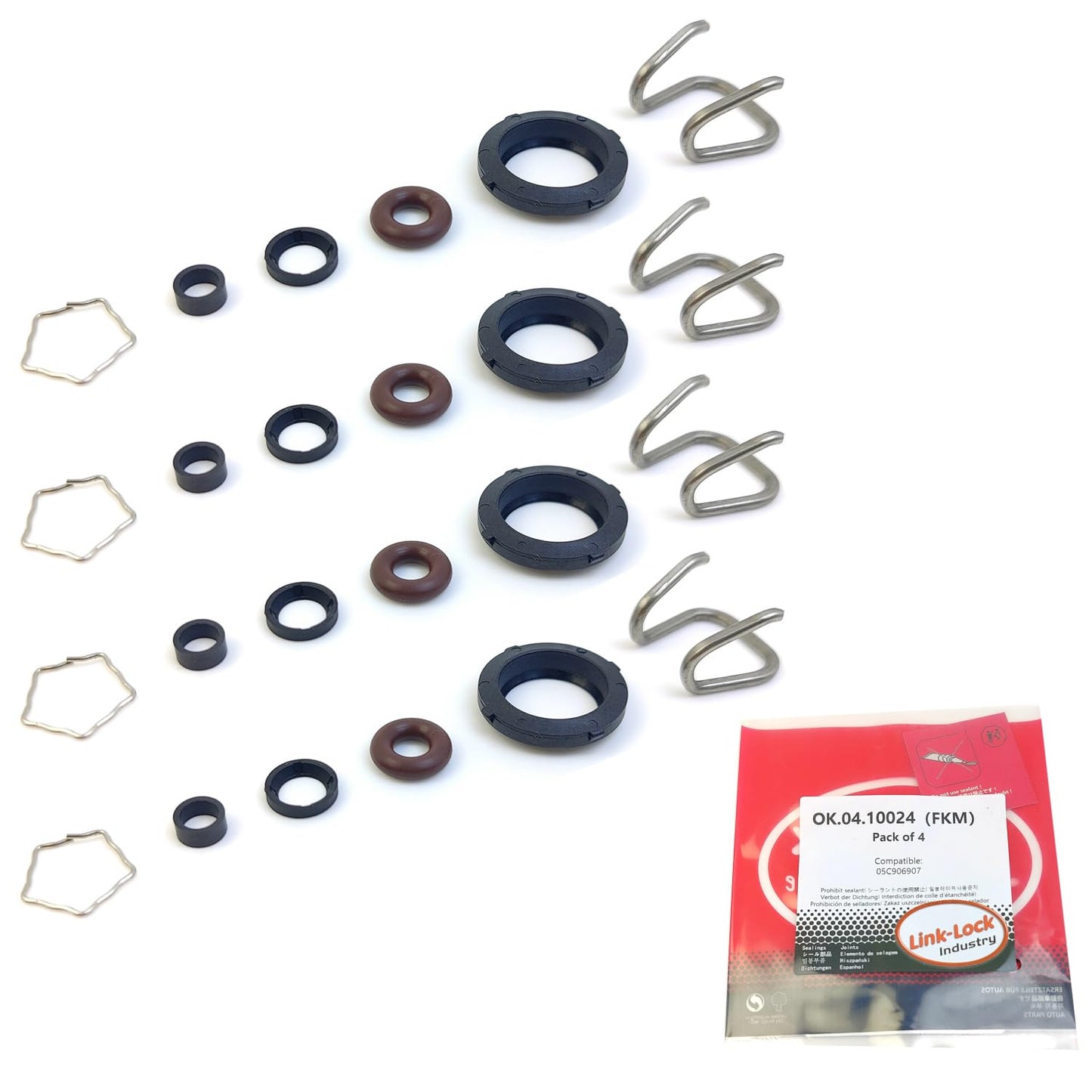 LINK-LOCK 4Set OK.04.10024 fuel injector repair kit 05C906907 with FKM Viton O-RING For VW For AUDI 300T 35T DSVA DYZA