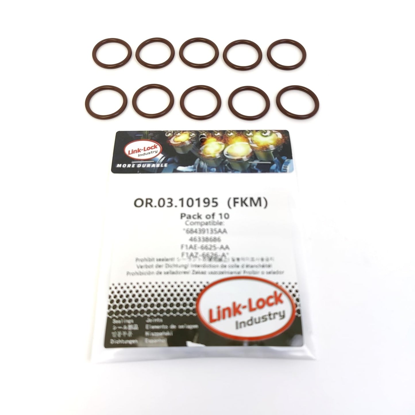 LINK-LOCK 10個組 OR.03.10195 FKMバイトンオイルサクションパイプ用Oリングキット 68439135AA 46338686 F1AE-6625-AA F1AZ-6626-A FORD-99M FORD USA-T54 9931 995 99L 999SMPI T68 ROVER-46F2F用