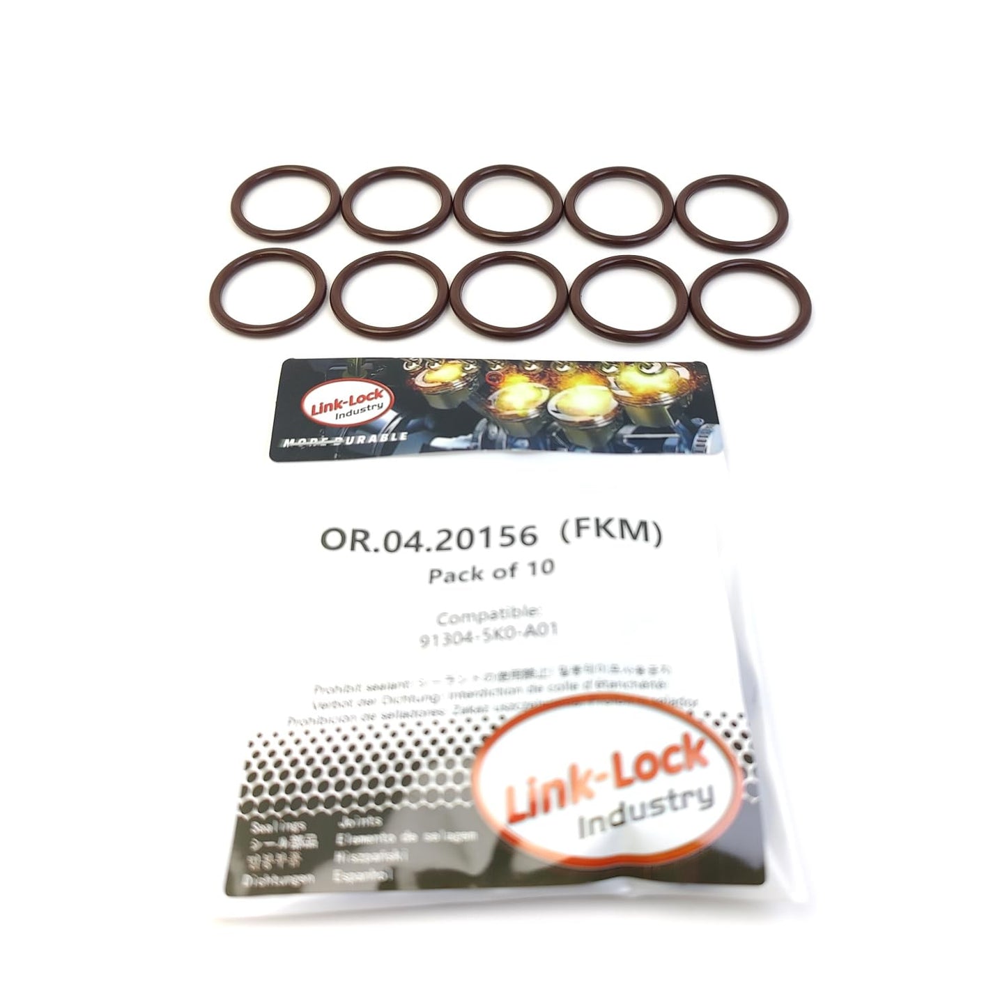 LINK-LOCK 10PCS OR.04.20156 FKMバイトン エンジンブロック用Oリングキット ホンダ用91304-5K0-A01