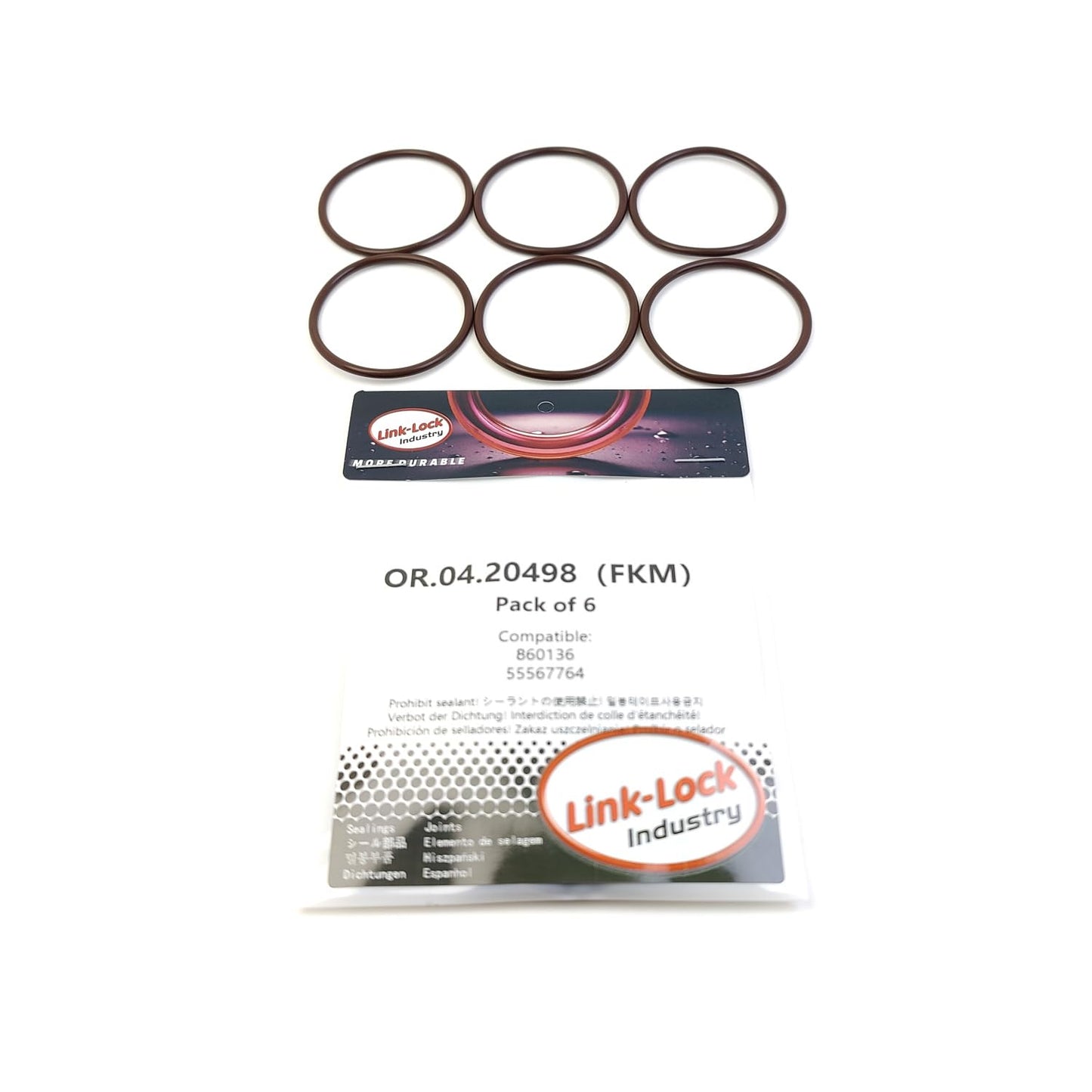 LINK-LOCK 6PCS OR.04.20498 FKM Viton Sealing O-Ring Kit of Turbocharger Oil Coolant Tube 860136 55567764 for OPEL for BUICK for CHEVROLET for CADILLAC