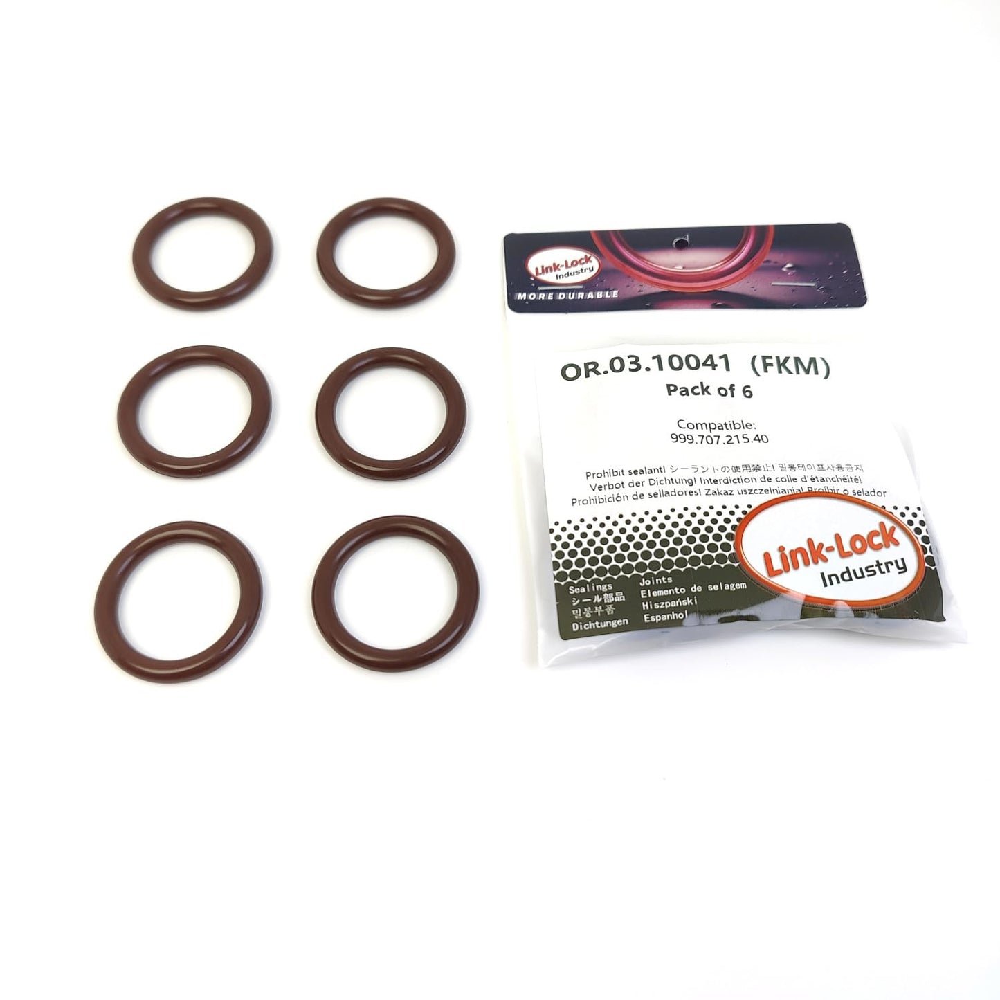 LINK-LOCK 6PCS OR.03.10041 FKM Viton Sealing O-Ring Kit Of Spark plug sleeve 999.707.215.40 For PORSCHE-M96.01 M96.04 M96.21 M96.02 M96.20 M96.22