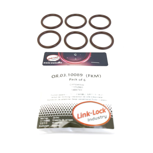 LINK-LOCK 6PCS OR.03.10089 FKMバイトン製シーリングOリングキット エンジンオイルクーラー用 1352885 1484765 スカニア-DC09 DC16 DC11 DC13 DT12 DT16 DI16対応