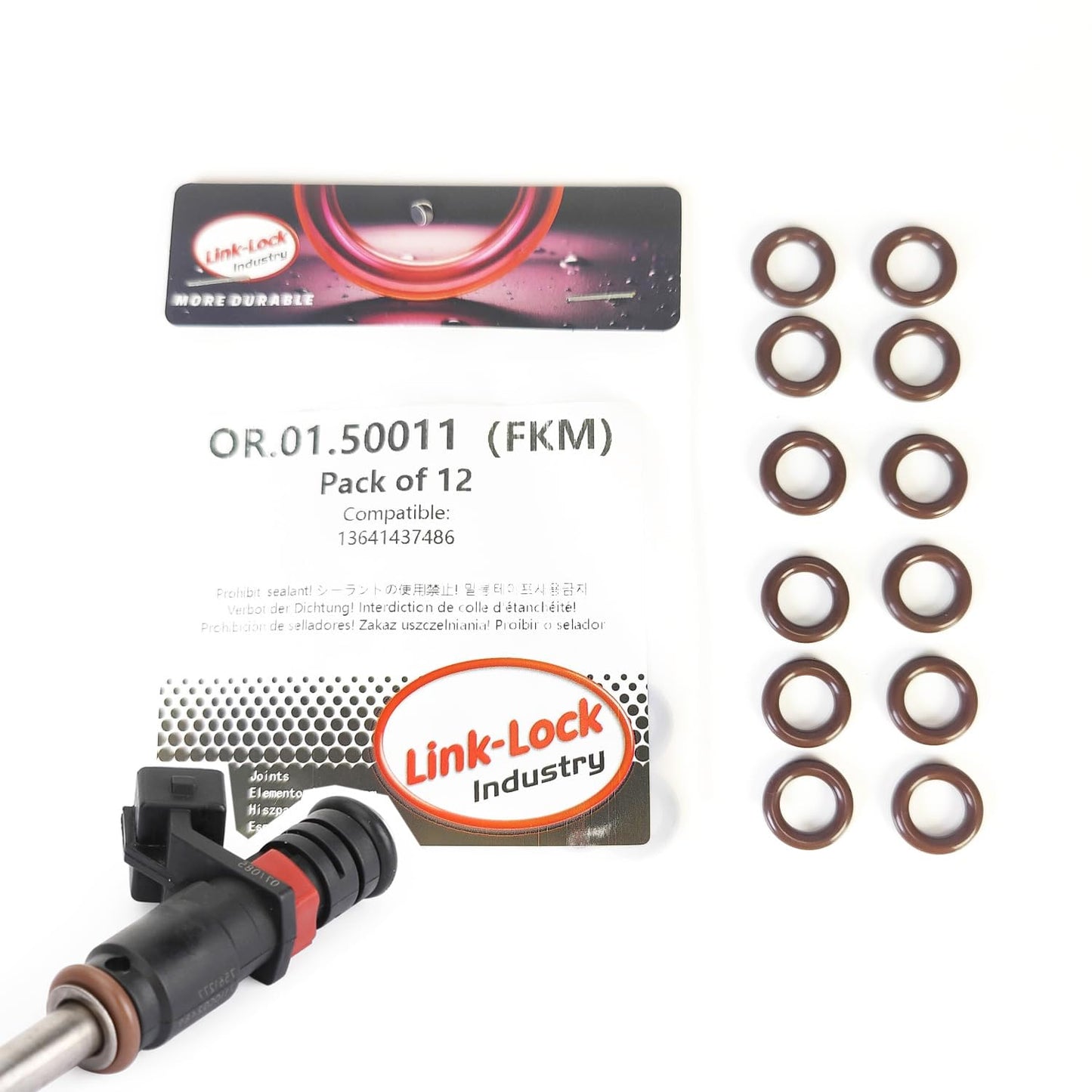 LINK-LOCK 12PCS FKM Viton OR.01.50011 Fuel injection valve O-RING gasket 13641437486 for BMW M52 M50 M54