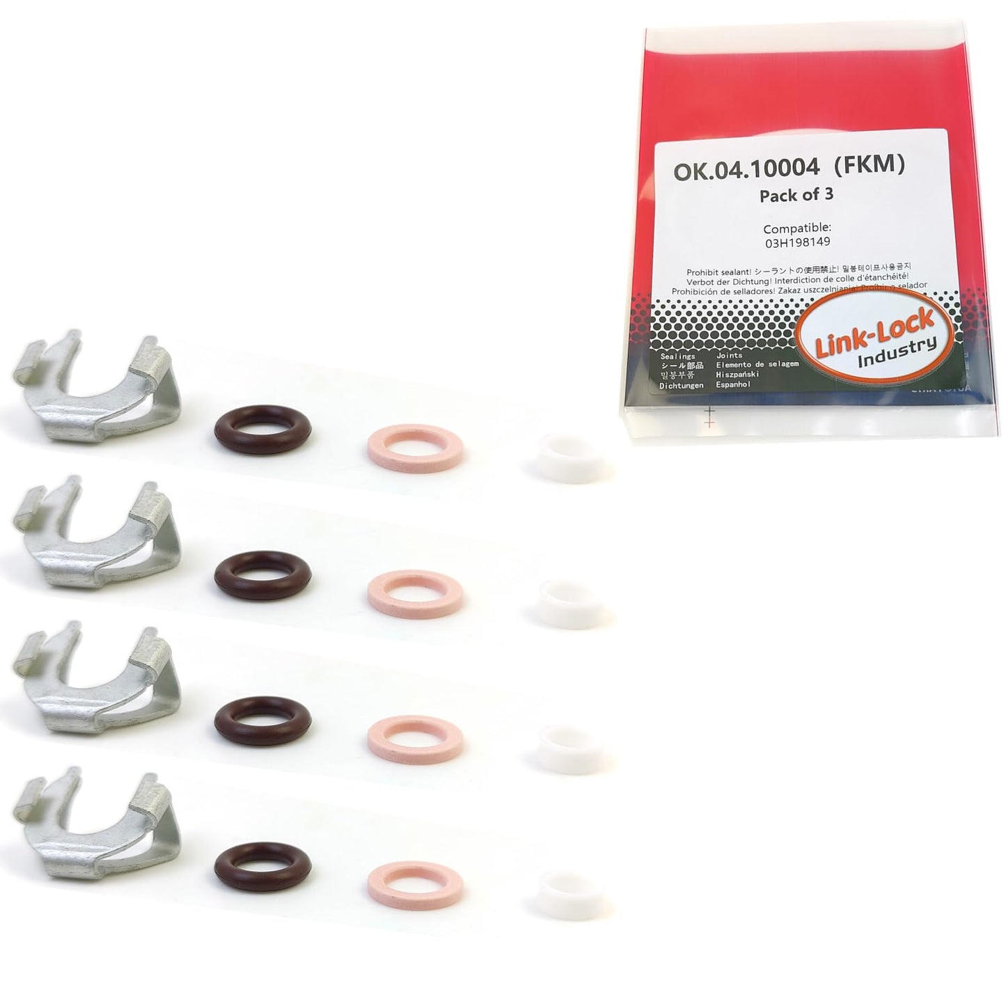 LINK-LOCK 3Set OK.04.10004 fuel injector repair kit 03H198149 with FKM Viton O-RING For VW For AUDI V6 3.6L 3.2L BWS BHK 2/4/6 cylinder