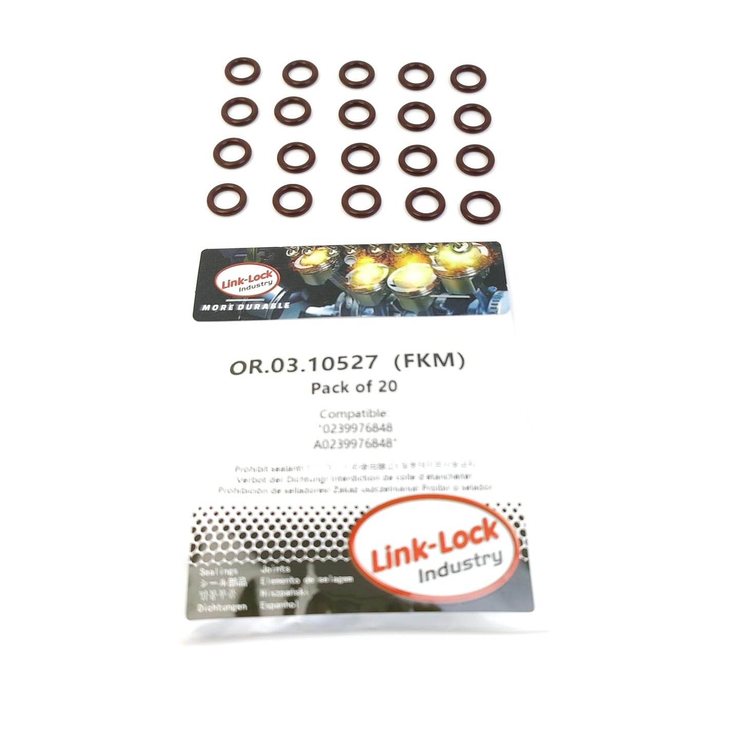 LINK-LOCK 20PCS OR.03.10527 FKMバイトン製シーリングO-リングキット 冷却水パイプ用 0239976848 A0239976848 MERCEDES-BENZ用
