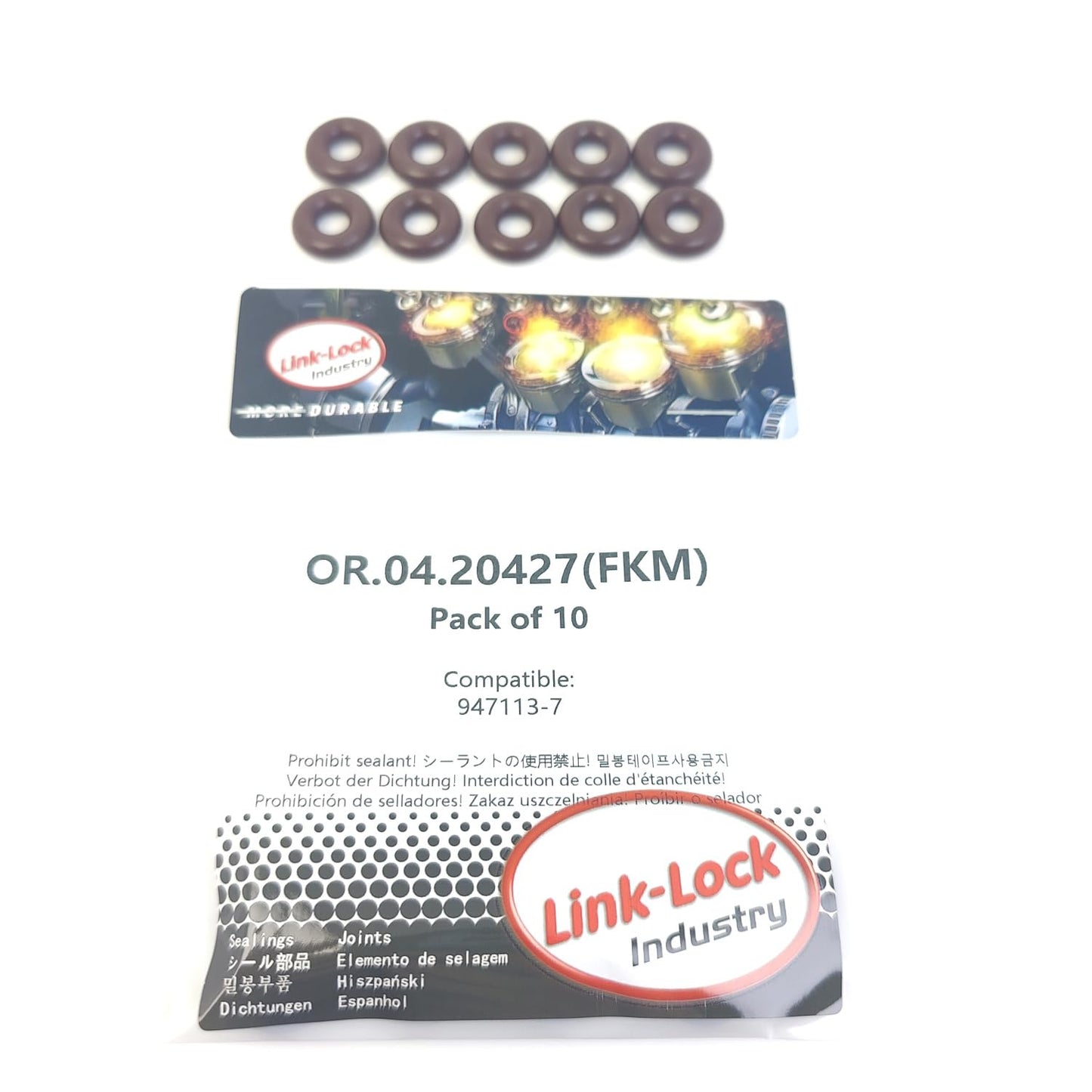LINK-LOCK 10PCS OR.04.20427 FKMバイトン燃料インジェクターOリングキット ボルボ用 947113-7