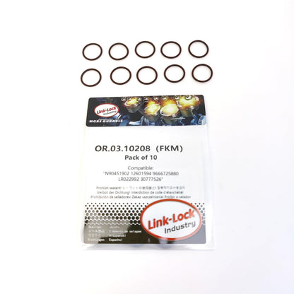 LINK-LOCK 10PCS OR.03.10208 FKM Viton Sealing O-Ring Kit of Common rail fuel injectors N90451902 12601594 9666725880 LR022992 30777526 For CHEVROLET-LGH LML For BUICK For CADILLAC For VW-CXEC