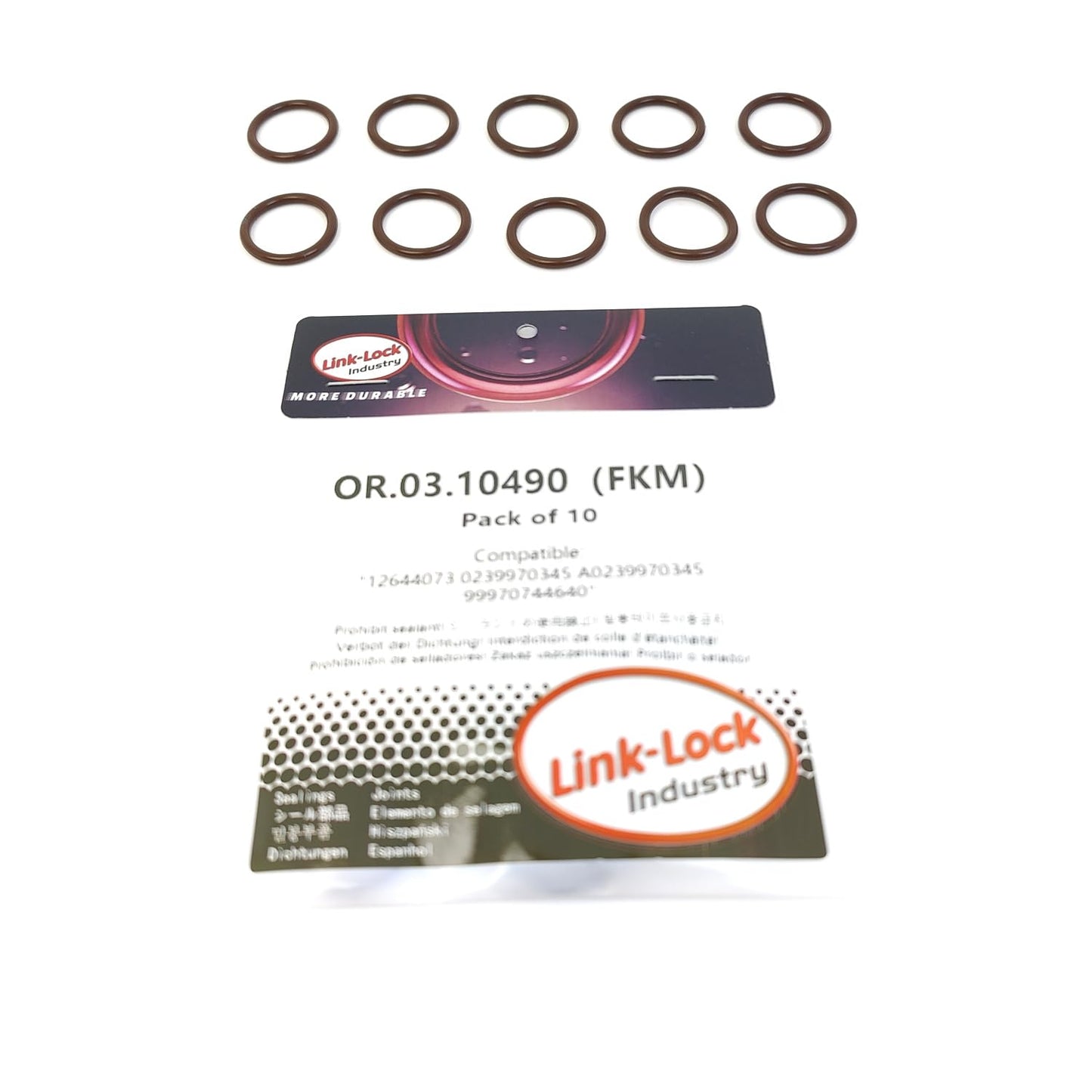 LINK-LOCK 10PCS OR.03.10490 FKMバイトンシーリングOリングキット ホースフィッティング用 12644073 0239970345 A0239970345 99970744640 ビュイック、キャデラック、シボレー、メルセデスベンツ、ポルシェ用