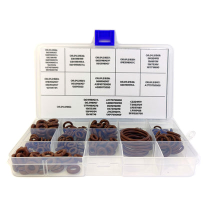 LINK-LOCK 220 PCS Fuel Injector O-Ring Kit FKM (Fluorocarbon) Viton O-Rings Assortment Universal Compatible with Ford, BMW, Mercedes, VW, Audi, Volvo, Buick, Chevrolet and More
