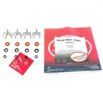 LINK-LOCK 4Set OK.04.10047 fuel injector repair kit 31372510 with FKM Viton O-RING For VOLVO XC60 S60 V60 S90 V90 B4204 2018-2019