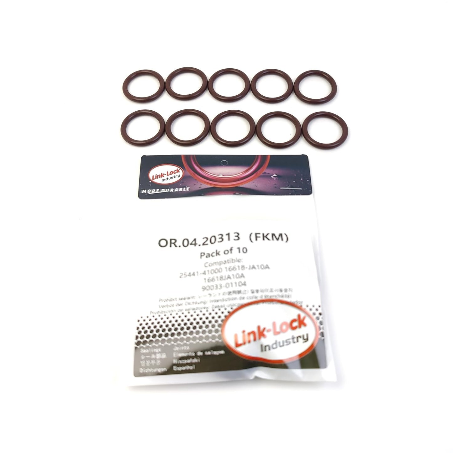LINK-LOCK 10個組 OR.04.20313 FKMバイトン製燃料ライン用Oリングキット 25441-41000 16618-JA10A 16618JA10A 90033-01104 HYUNDAI INFINITI RENAULT TOYOTA用
