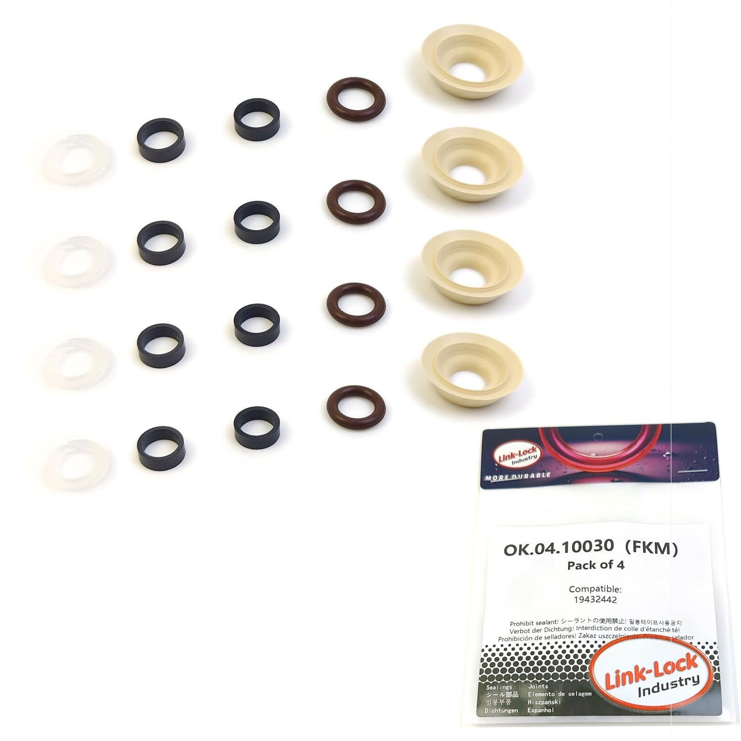 LINK-LOCK 4Set OK.04.10030 fuel injector repair kit 19432442 with FKM Viton O-RING For BUICK For CHEVROLET For CADILLAC 6.2 4.3 LT1 LT2 LT4 LT5